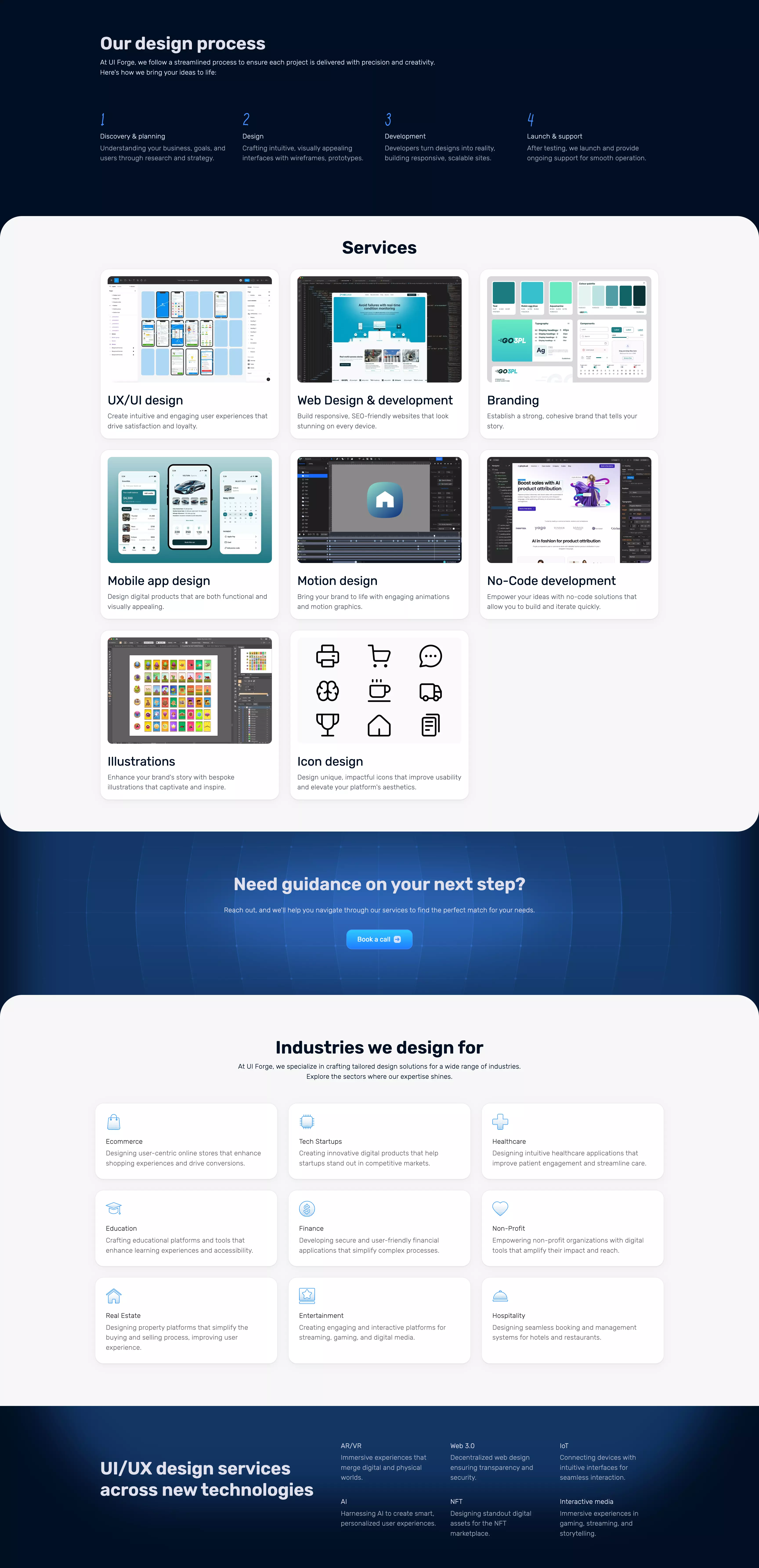 UI Forge services page design