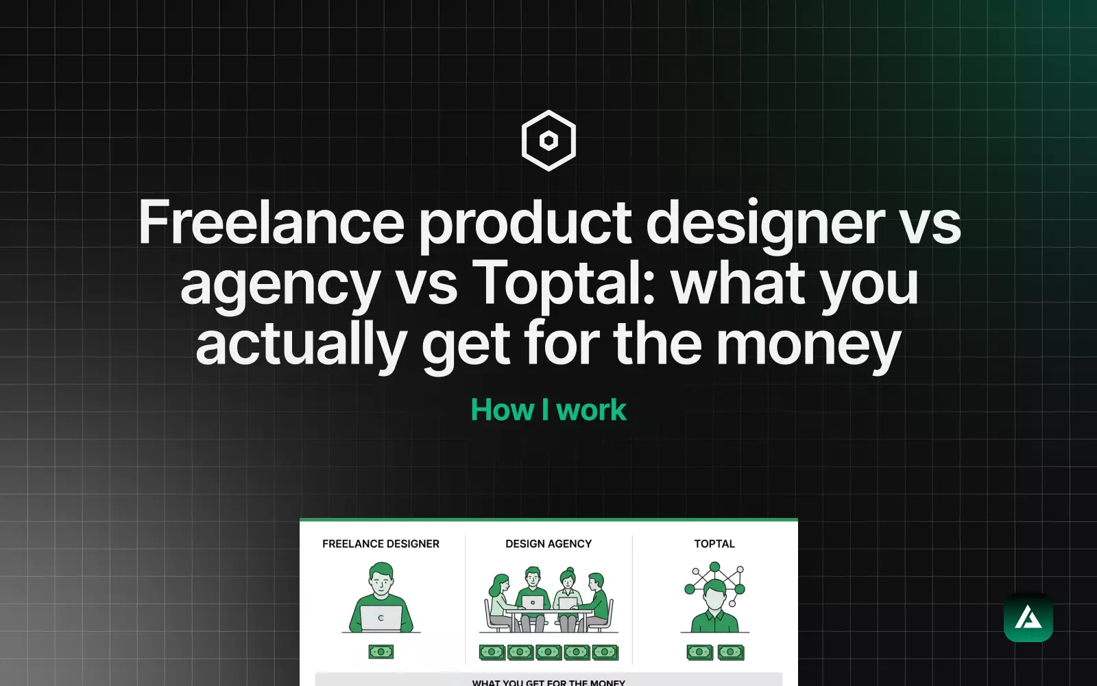 Freelance product designer vs agency vs Toptal. How I work cover for the veljanoski.com blog